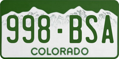 CO license plate 998BSA