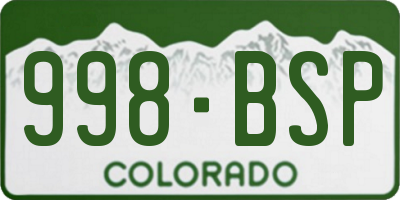 CO license plate 998BSP