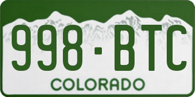 CO license plate 998BTC