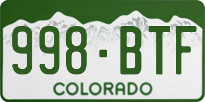 CO license plate 998BTF