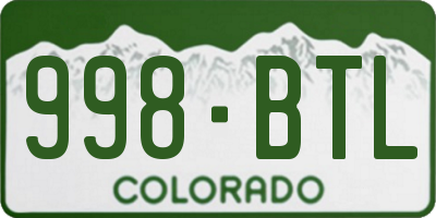 CO license plate 998BTL