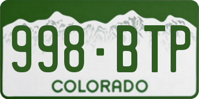 CO license plate 998BTP