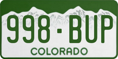 CO license plate 998BUP