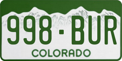 CO license plate 998BUR
