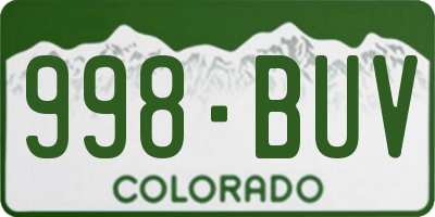 CO license plate 998BUV