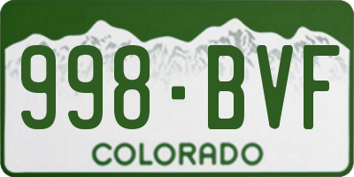 CO license plate 998BVF