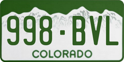 CO license plate 998BVL