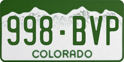 CO license plate 998BVP