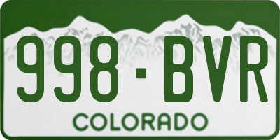 CO license plate 998BVR