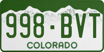 CO license plate 998BVT