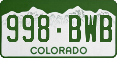 CO license plate 998BWB