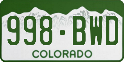 CO license plate 998BWD