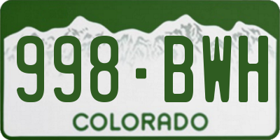 CO license plate 998BWH