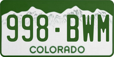 CO license plate 998BWM