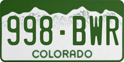 CO license plate 998BWR