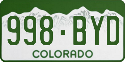 CO license plate 998BYD