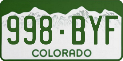 CO license plate 998BYF