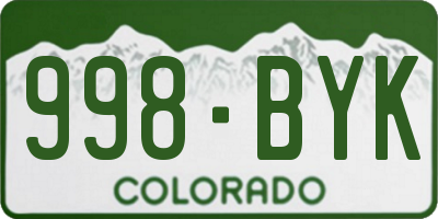 CO license plate 998BYK