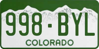 CO license plate 998BYL