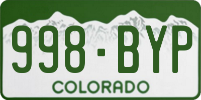 CO license plate 998BYP