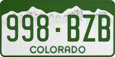 CO license plate 998BZB
