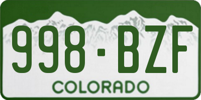 CO license plate 998BZF