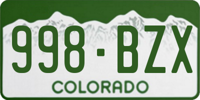 CO license plate 998BZX