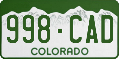 CO license plate 998CAD