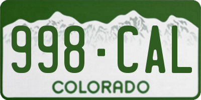 CO license plate 998CAL