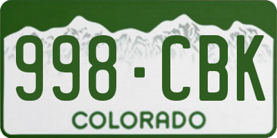 CO license plate 998CBK