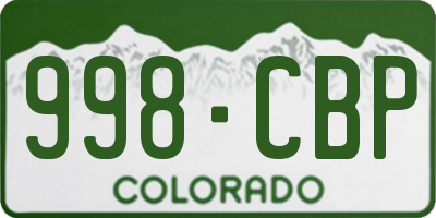CO license plate 998CBP