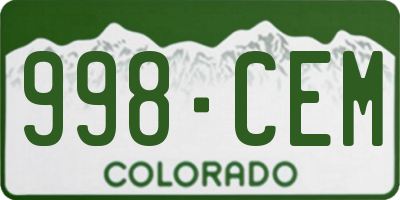 CO license plate 998CEM