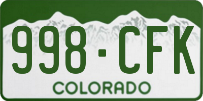 CO license plate 998CFK