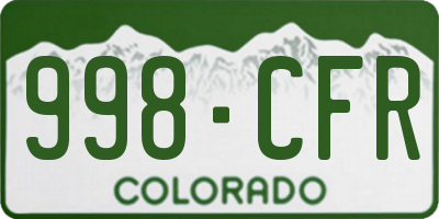 CO license plate 998CFR