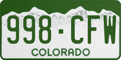 CO license plate 998CFW
