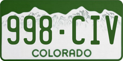 CO license plate 998CIV