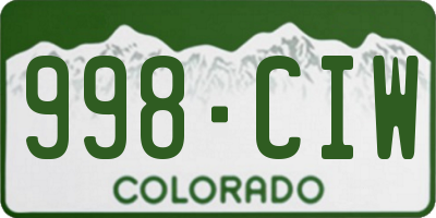 CO license plate 998CIW