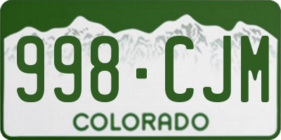 CO license plate 998CJM