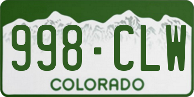 CO license plate 998CLW