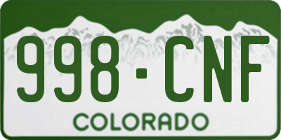 CO license plate 998CNF