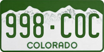 CO license plate 998COC
