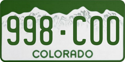 CO license plate 998COO