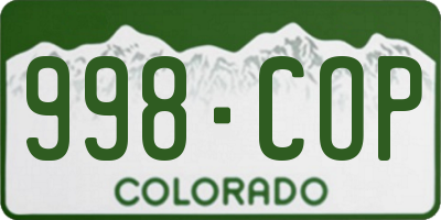 CO license plate 998COP