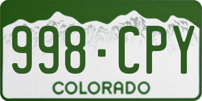 CO license plate 998CPY