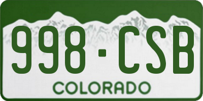 CO license plate 998CSB