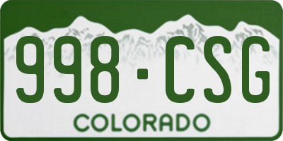 CO license plate 998CSG