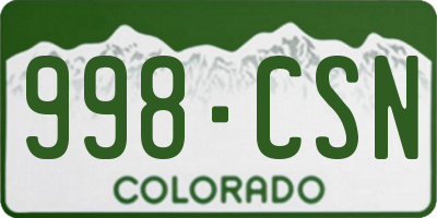 CO license plate 998CSN