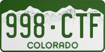 CO license plate 998CTF