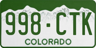 CO license plate 998CTK