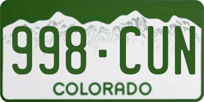 CO license plate 998CUN